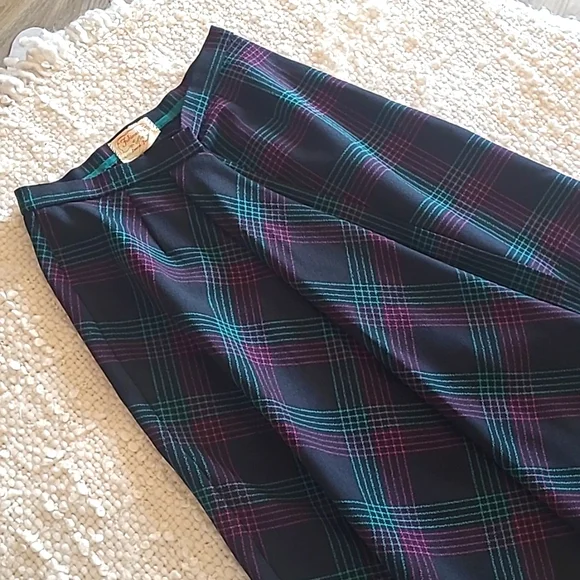 HANDMADE Vintage Plaid Asymmetrical Wrap Skirt 26" waist - Picture 2 of 11